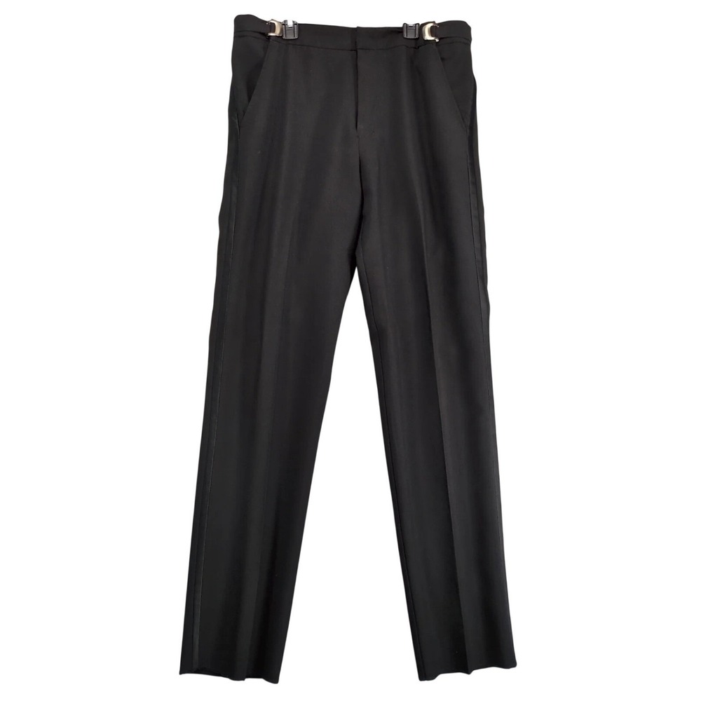 Formal Fashions Black Tuxedo Pants Mens‎ 34" Satin Stripe Unfinished Hem NWOT